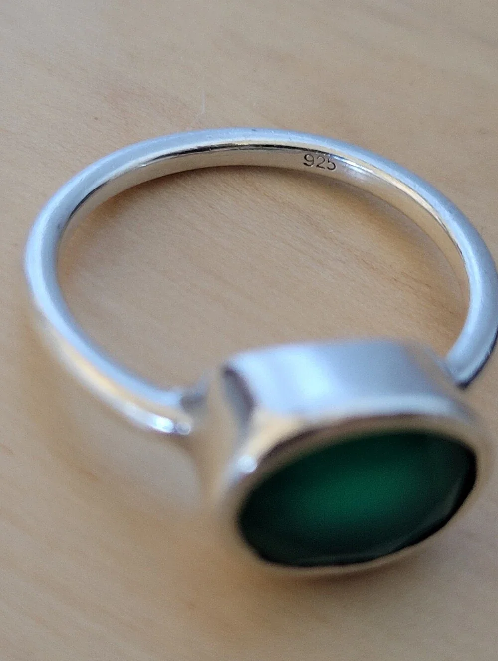 Green Onyx/Sterling Silver Ring, Size 7.5